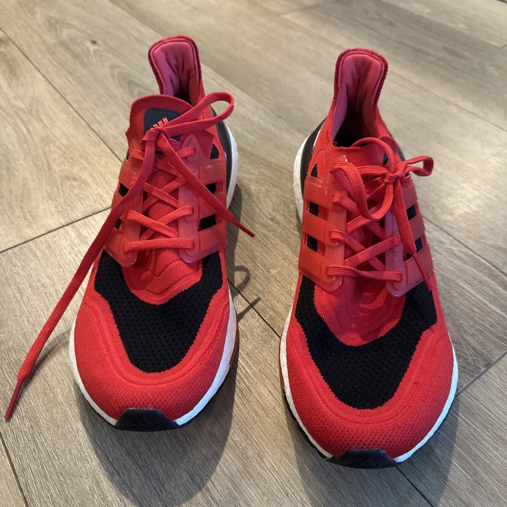 Adidas Ultraboost 21 Men's Sz 11.5 Running Sneakers FY0387 Vivid Red Solar Black - Picture 4 of 10
